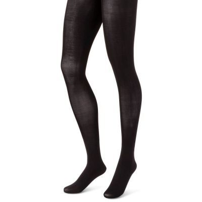Hanes Premium Women's 2pk Opaque Tights - Black Size Large NWT